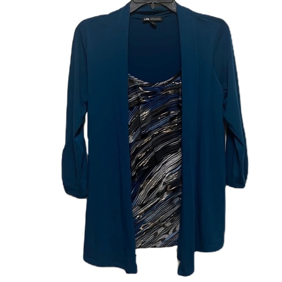 I.N. Studio Sweaters - Women’s I.N. STUDIO, 3/4 Sleeves, Cardigan, Attached Top, Multi Colors, Medium